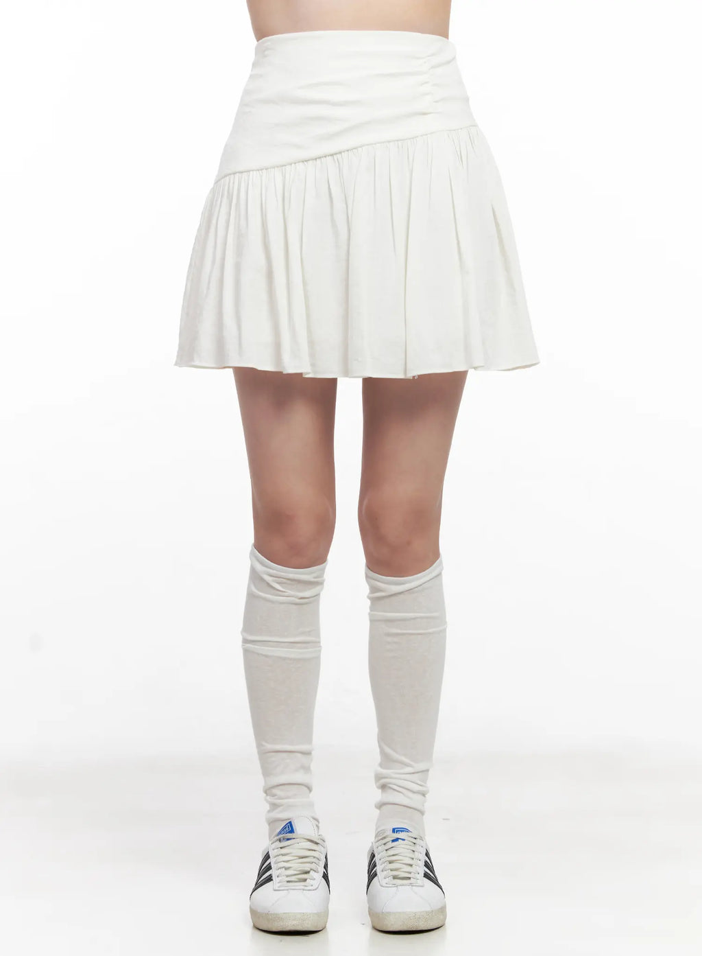 Asymmetric Shirred Mini Skirt CL524
